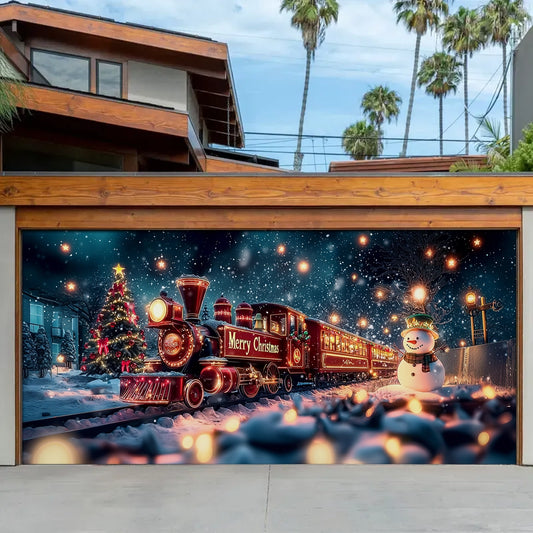 Shineful Garage Door Banner Decoration Christmas Express Train
