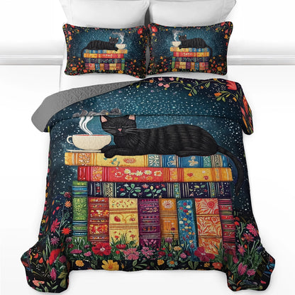 Shineful All Season Quilt 3-Piece Set - Reading Cat Nap