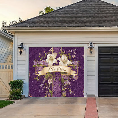 Shineful Garage Door Banner Decoration Royal Purple He Is Risen