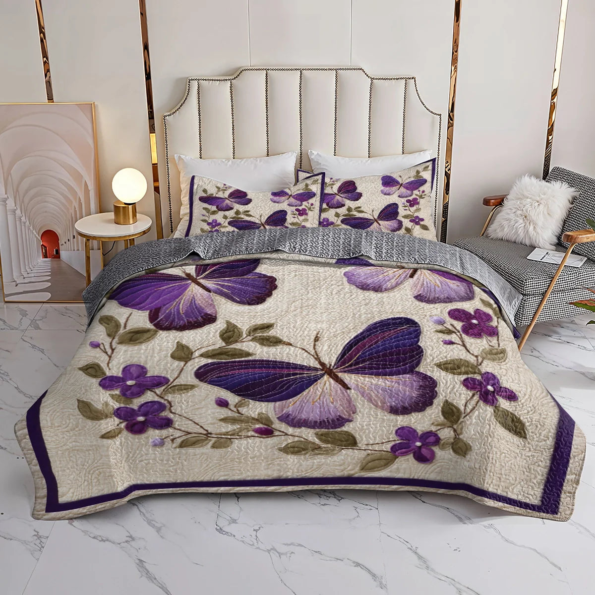Shineful Quilt 3-Piece Set Dance of the Violet Wings