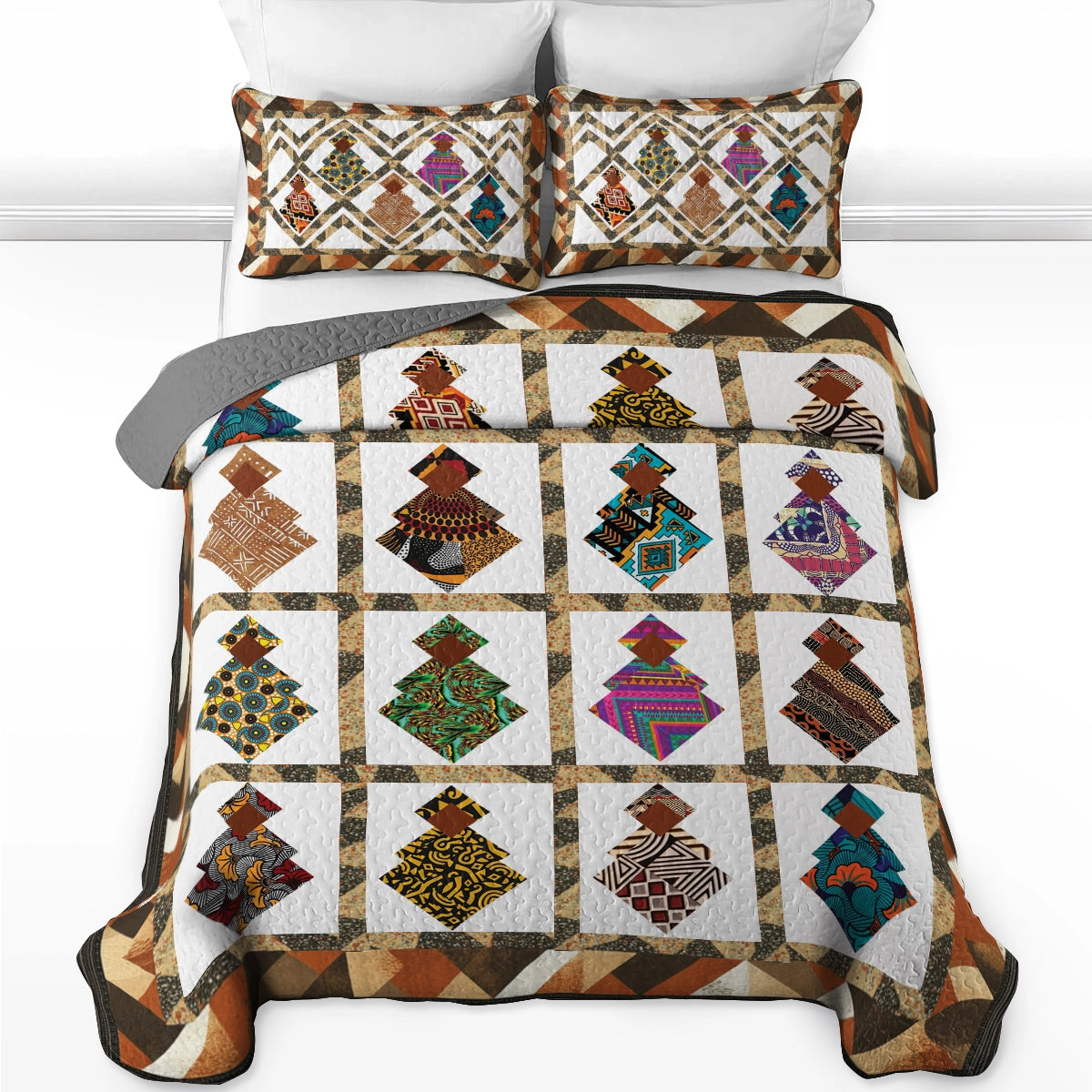 Shineful All Season Quilt 3-Piece Set Black Women’s Empowerment Patchwork