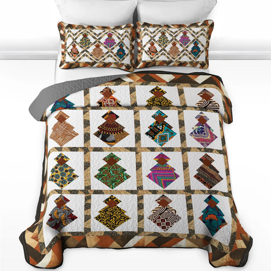 Shineful All Season Quilt 3-Piece Set Black Women’s Empowerment Patchwork