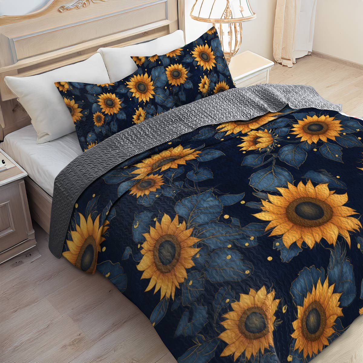 Shineful All Season Quilt 3-Piece Set Sunflower Majesty