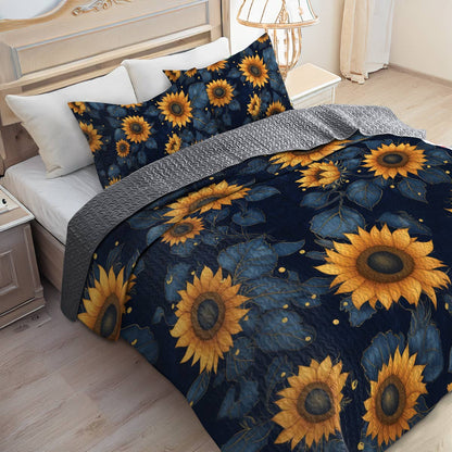 Shineful All Season Quilt 3-Piece Set Sunflower Majesty