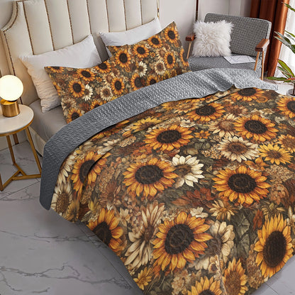 Shineful All Season Quilt 3-Piece Set - Sunflower Glow