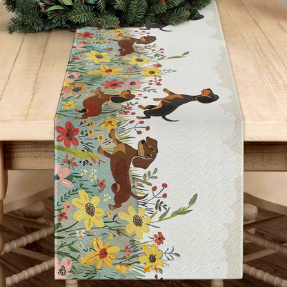 Shineful 2D Flat Print Quilted Table Runner Dachshund Delight