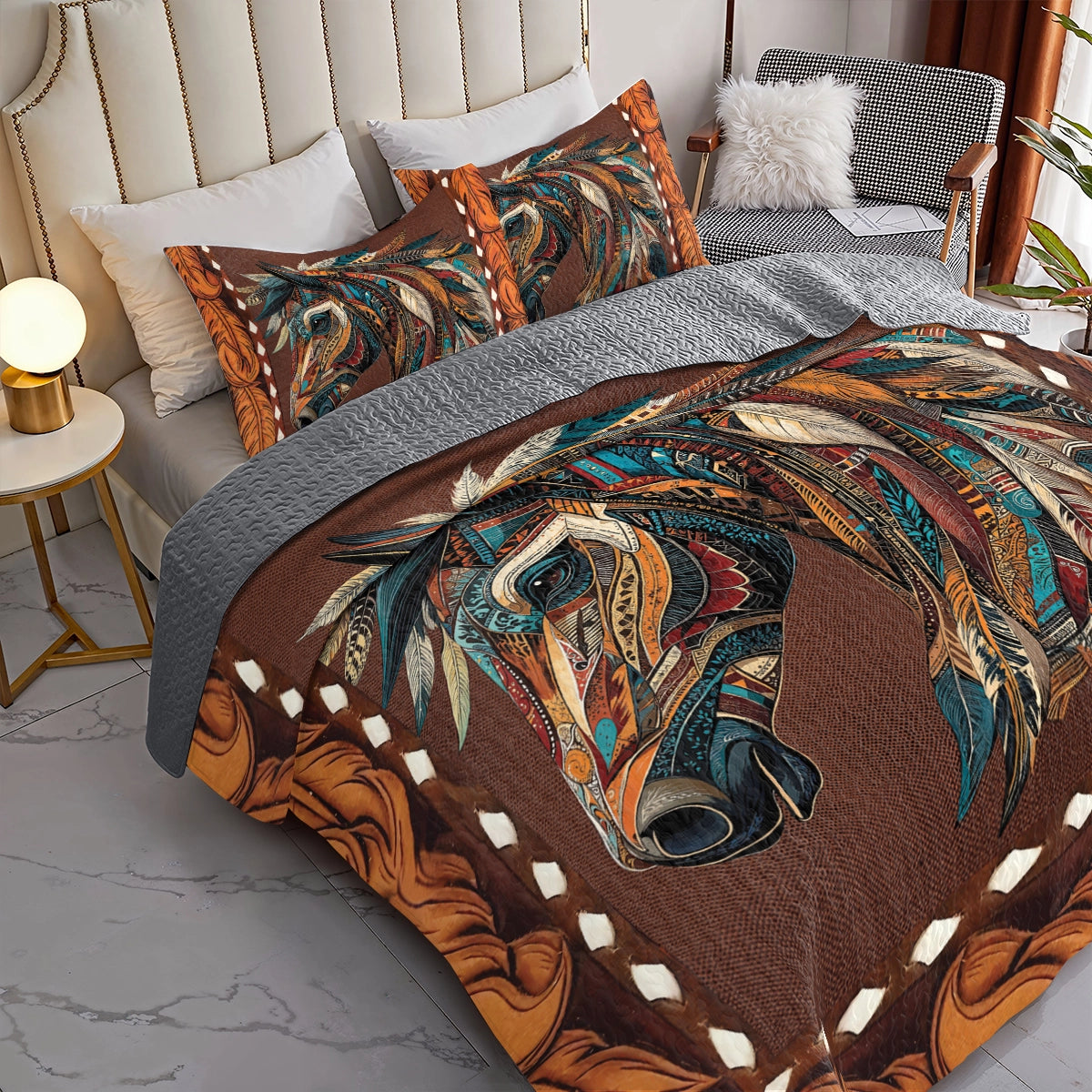 Shineful All Season Quilt 3-Piece Set Spirit of the Horse