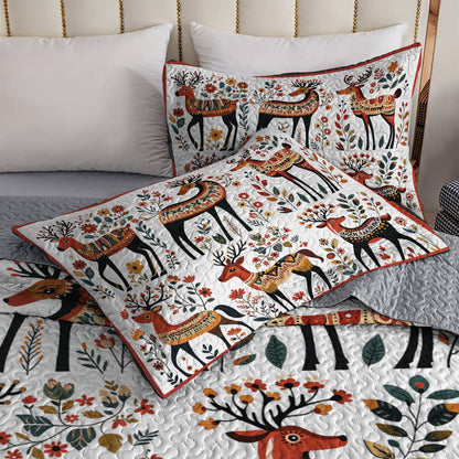 Shineful All Season Quilt 3-Piece Set - Whimsical Reindeer Folk