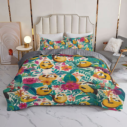 Shineful All Season Quilt 3-Piece Set Sloth Funny