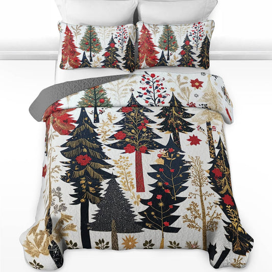 Shineful All Season Quilt 3-Piece Set Classical Christmas Tree