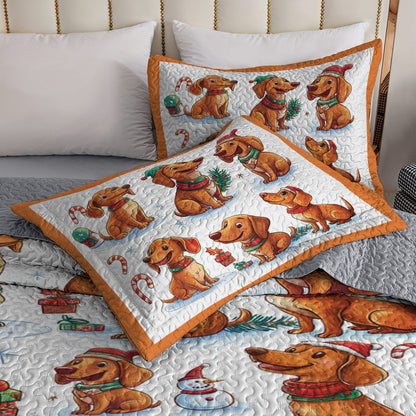 Shineful All Season Quilt 3-Piece Set Dachshund Christmas
