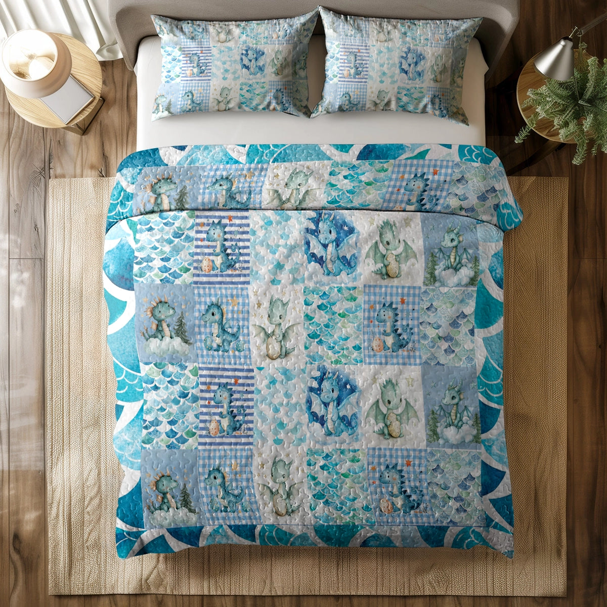 Shineful All Season Quilt 3-Piece Set - Baby Dragon Dreams