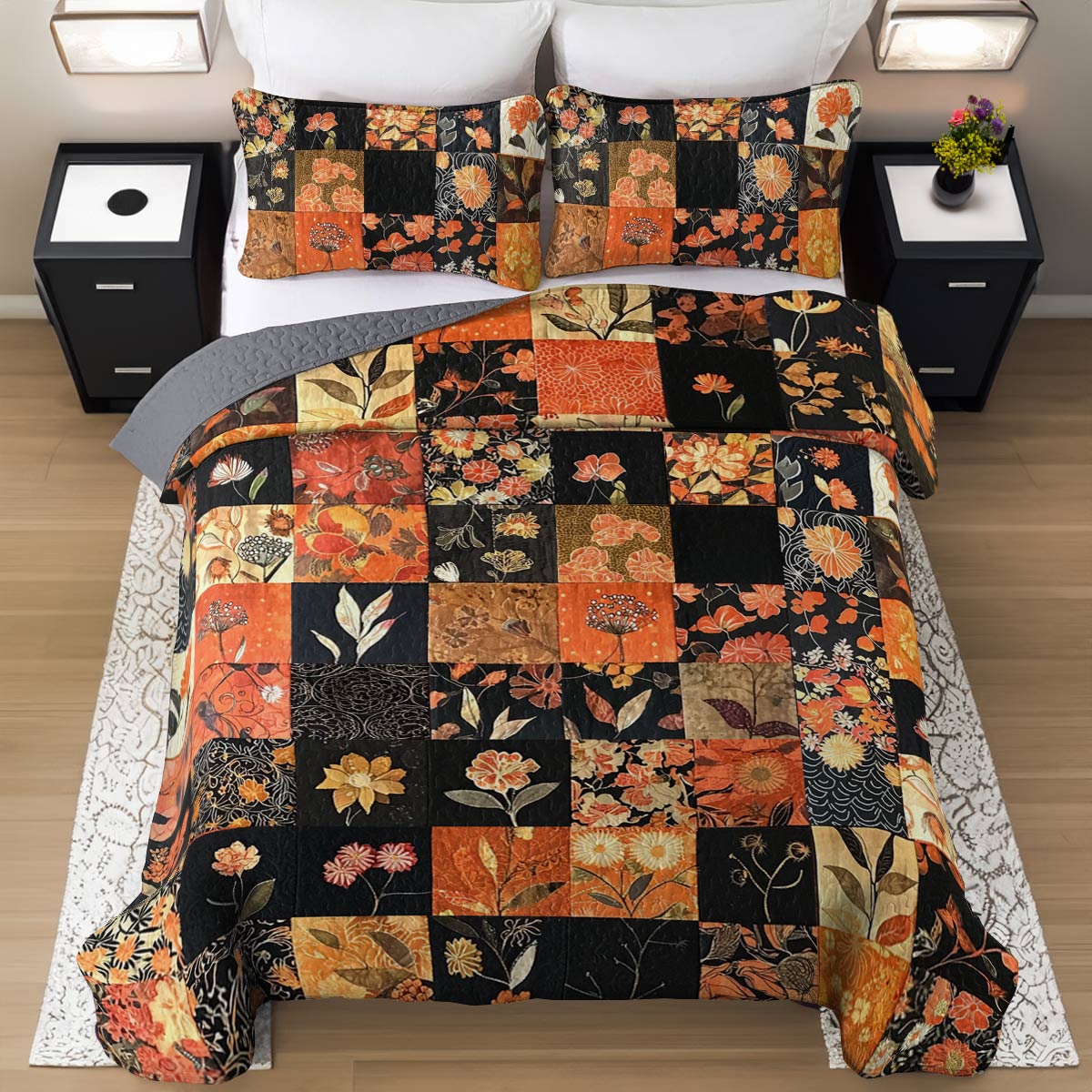 Shineful All Season Quilt 3-Piece Set Fall In Love Floral