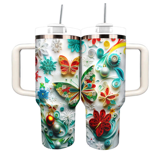 Shineful Tumbler Quilled Winter Wonderland Butterfly