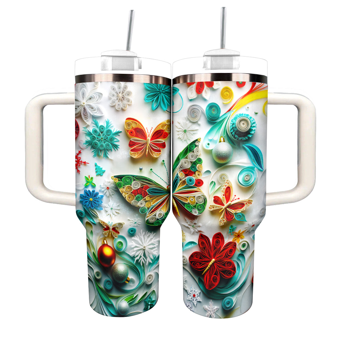 Shineful Tumbler Quilled Winter Wonderland Butterfly