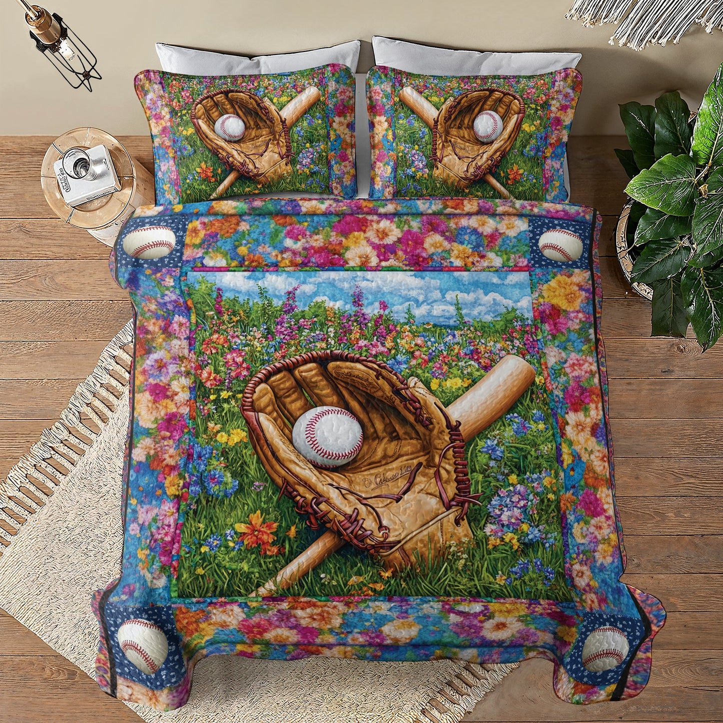 Shineful All Season Quilt 3-Piece Set - Field of Dreams Baseball