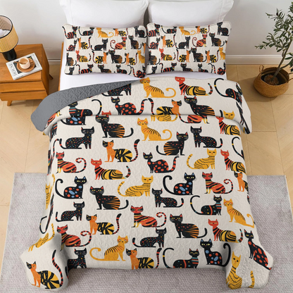 Shineful All Season Quilt 3-Piece Set - Cat-tastic Slumber Party