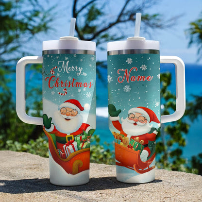 Shineful Tumbler Personalized Christmas Jolly Santa Sleigh Ride