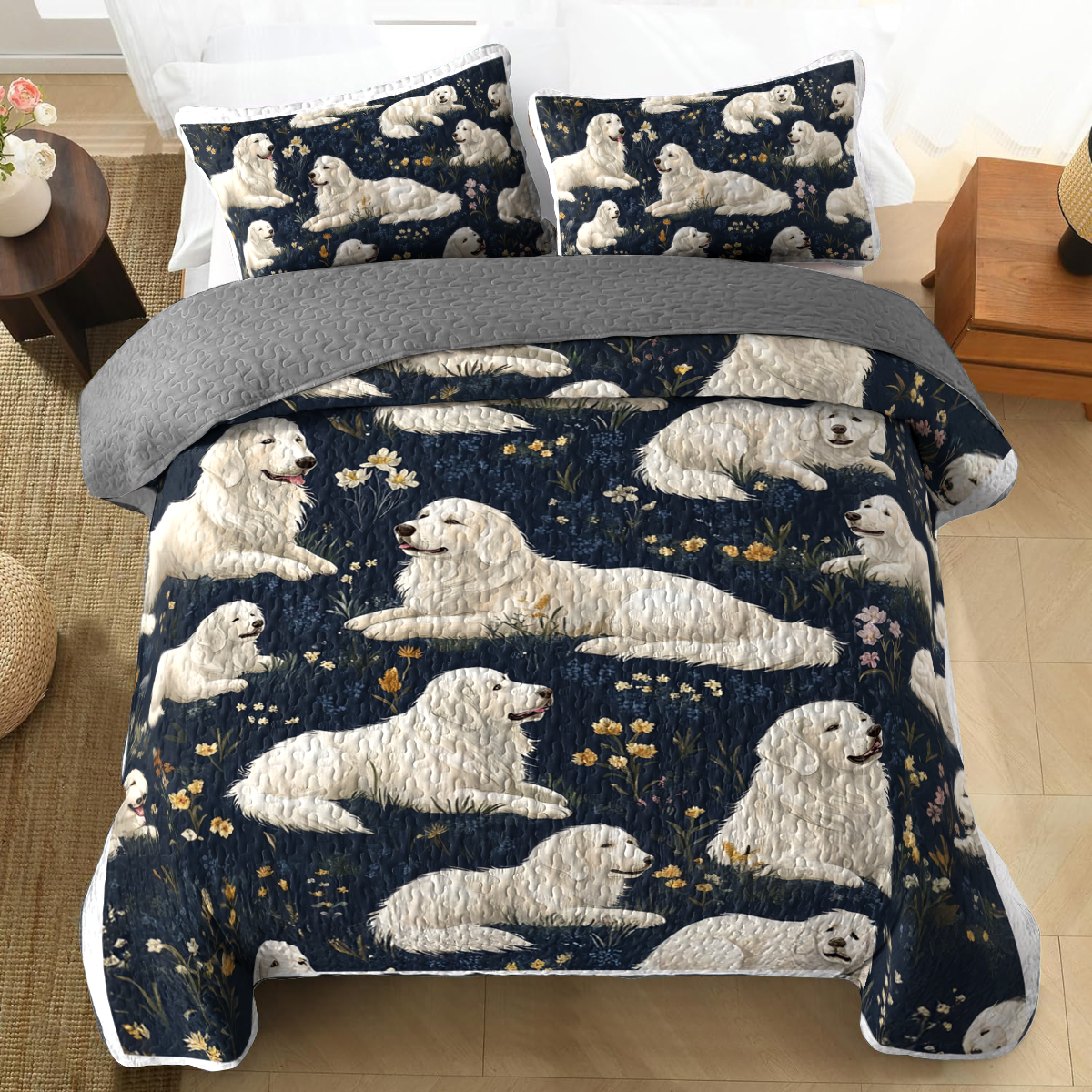 Shineful All Season Quilt 3-Piece Set - Vintage Golden Pattern