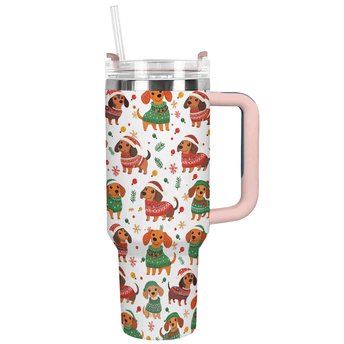 Shineful Tumbler Christmas Dachshund Pattern