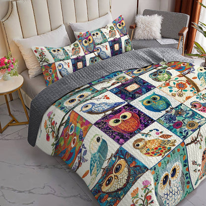 Shineful All Season Quilt 3-Piece Set Owllife