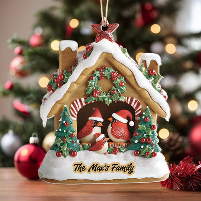 Shineful 2D Acrylic Ornament - Personalized Cardinal Christmas Cottage