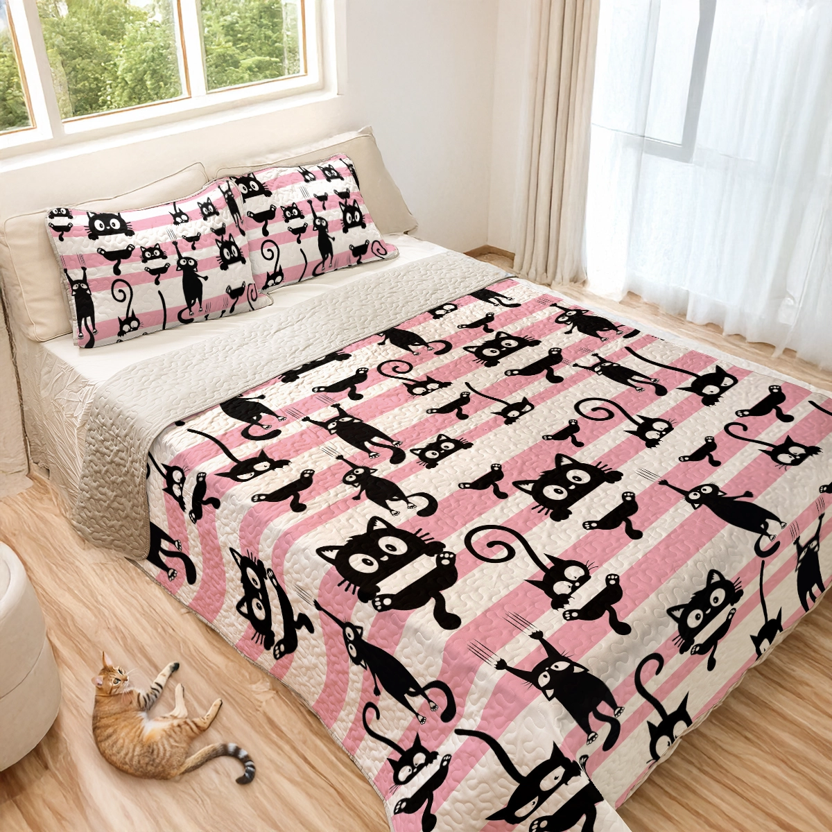 Shineful All Season Quilt 3-Piece Set - Curious Cats