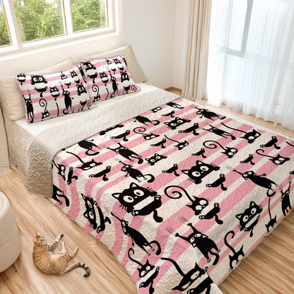Shineful All Season Quilt 3-Piece Set - Curious Cats