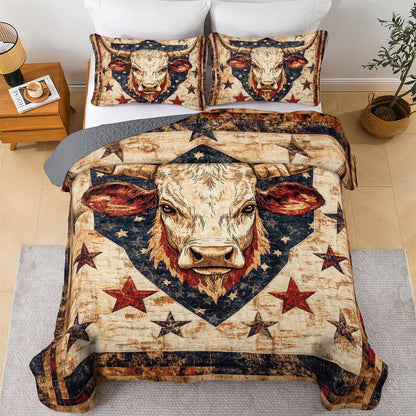 Shineful All Season Quilt 3-Piece Set Rustic Cow
