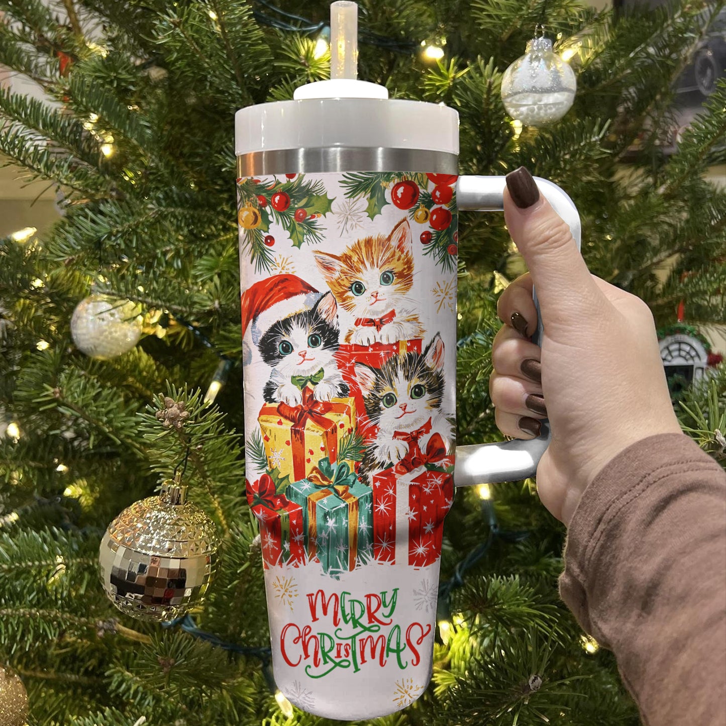 Shineful Tumbler Gift-Giving Christmas Kitten