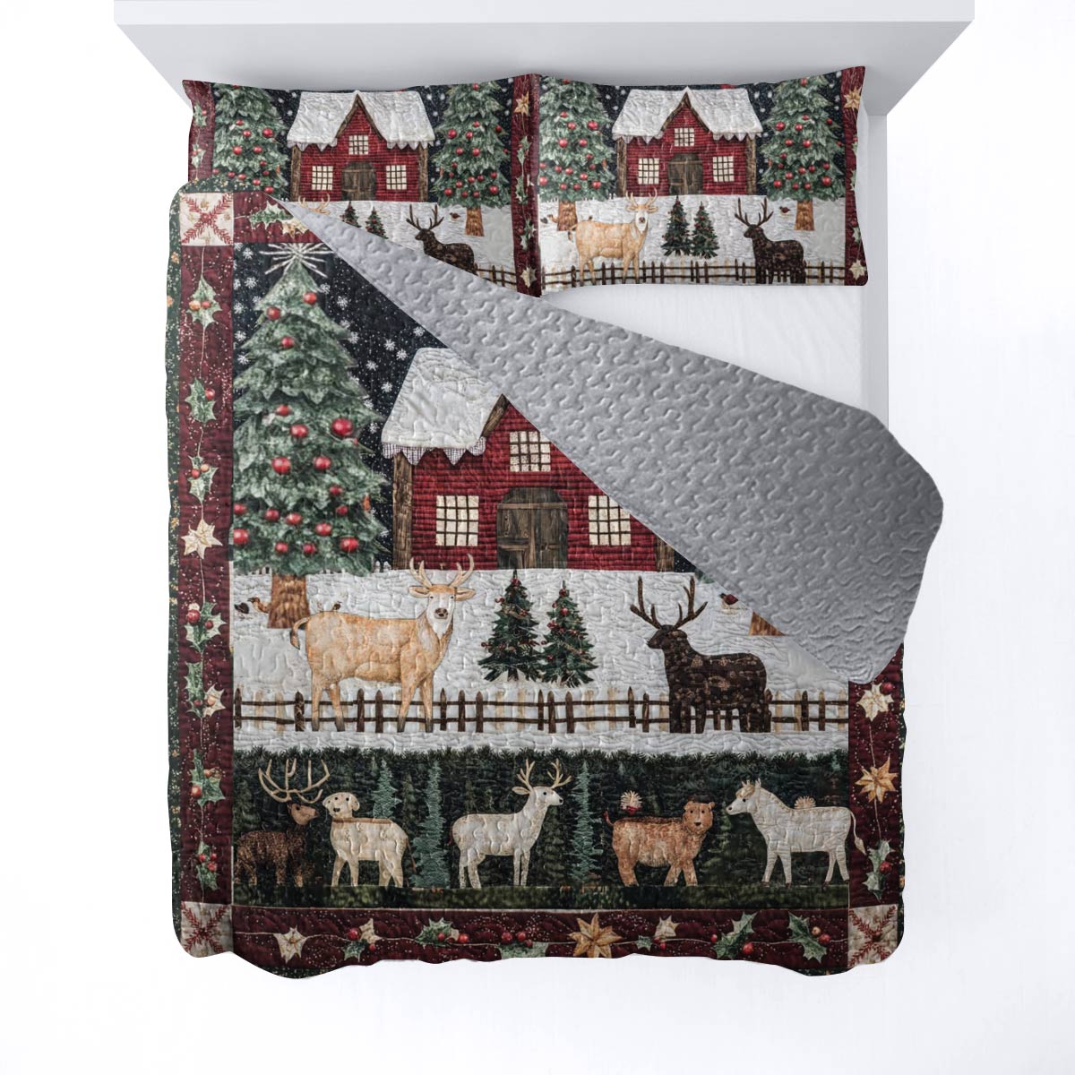 Shineful All Season Quilt 3-Piece Set Christmas in Farm