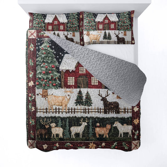 Shineful All Season Quilt 3-Piece Set Christmas in Farm