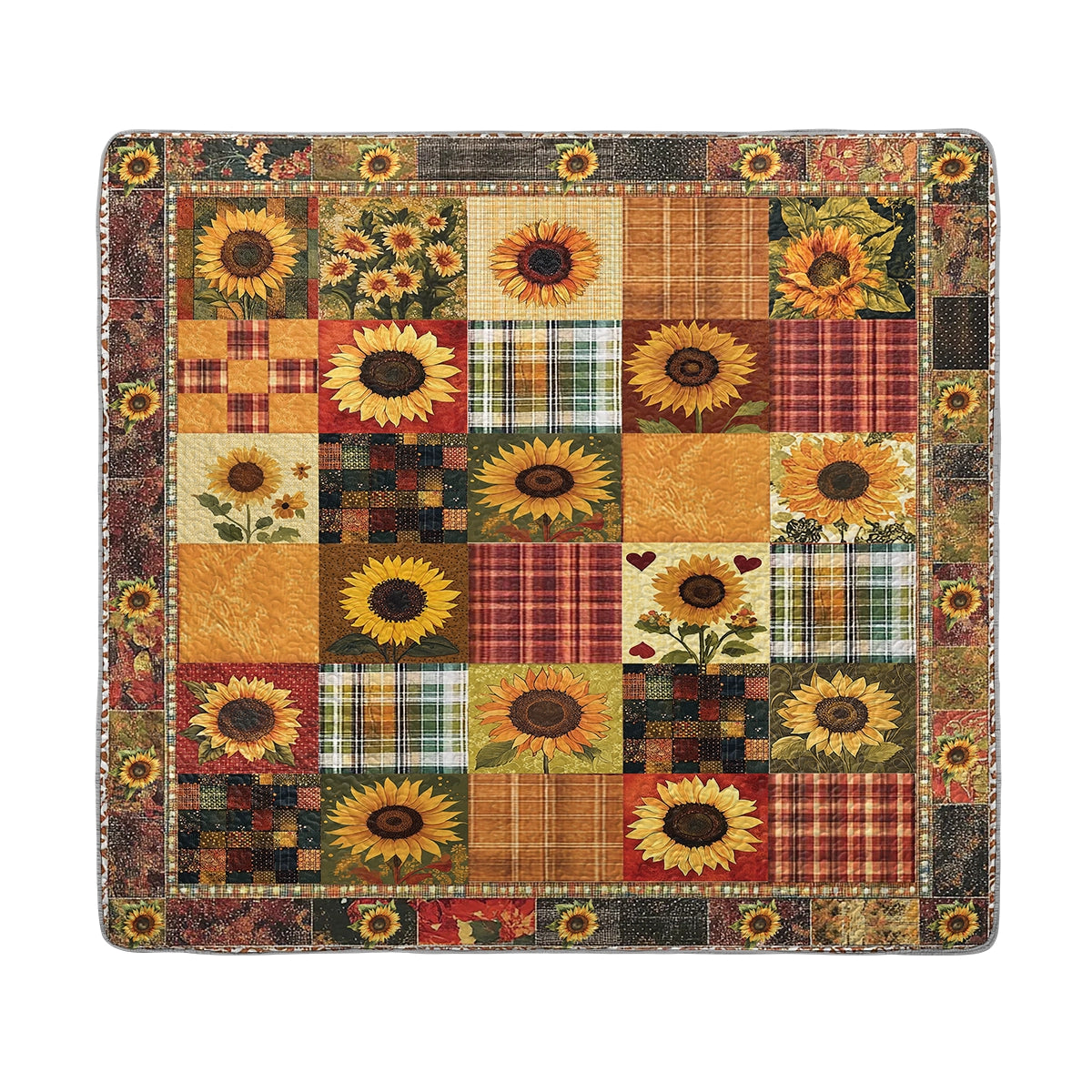 Shineful All Season Quilt 3-Piece Set - Sunflower Sunshine Patchwork Dreams