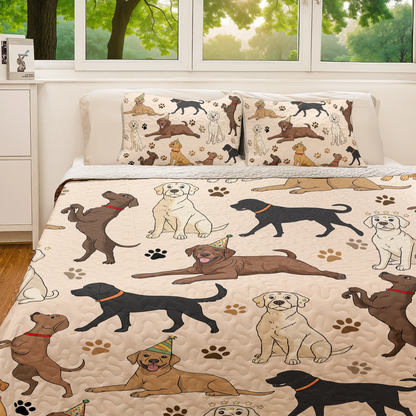 Shineful All Season Quilt 3-Piece Set - Labrador Fun Time
