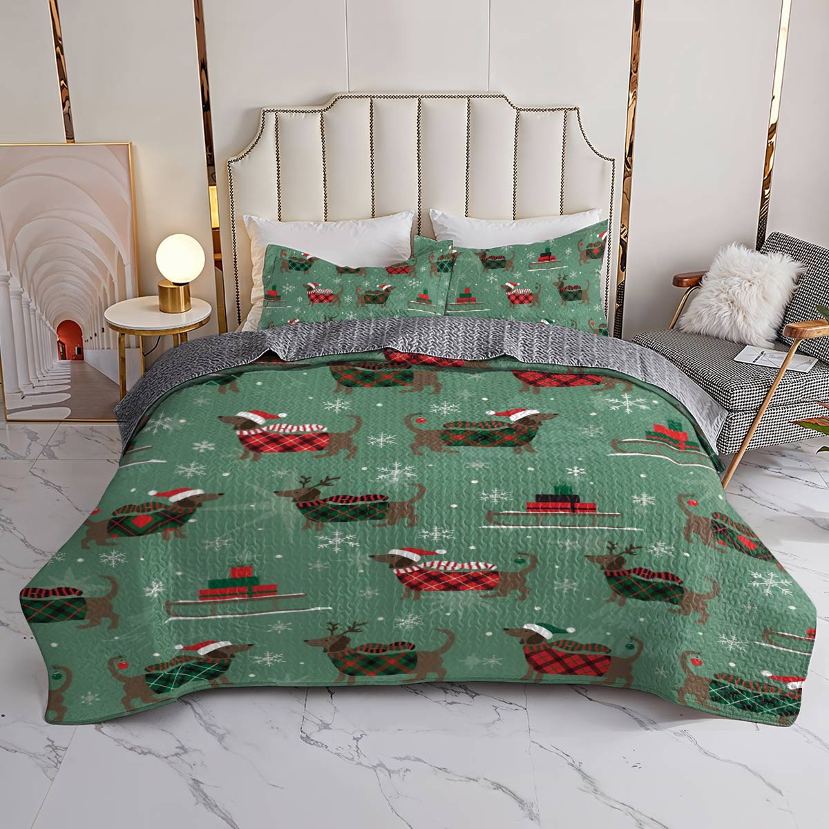 Shineful All Season Quilt 3-Piece Set Merry Dachsmas