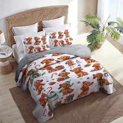 Shineful All Season Quilt 3-Piece Set Dachshund Christmas