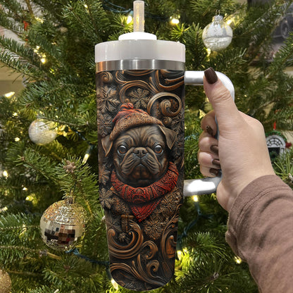 Shineful Glossy Tumbler Wooden Christmas Pug