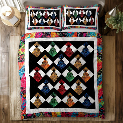 Shineful All Season Quilt 3-Piece Set - Black Women Harmony