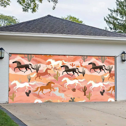 Shineful Garage Door Banner Decoration Desert Gallop