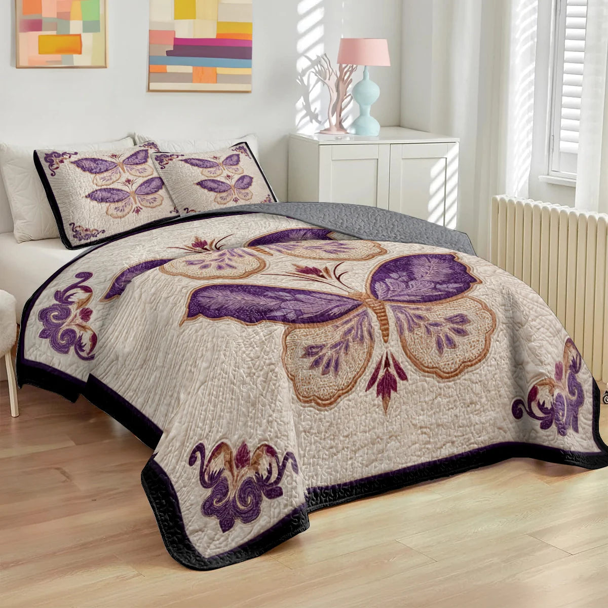 Shineful Quilt 3-Piece Set Lavender Wings of Grace