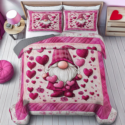Shineful All Season Quilt 3-Piece Set Valentine Gnome