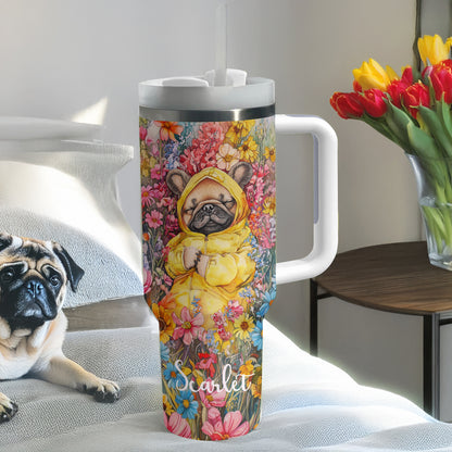 Shineful Personalized Tumbler Floral Sleeping Pug