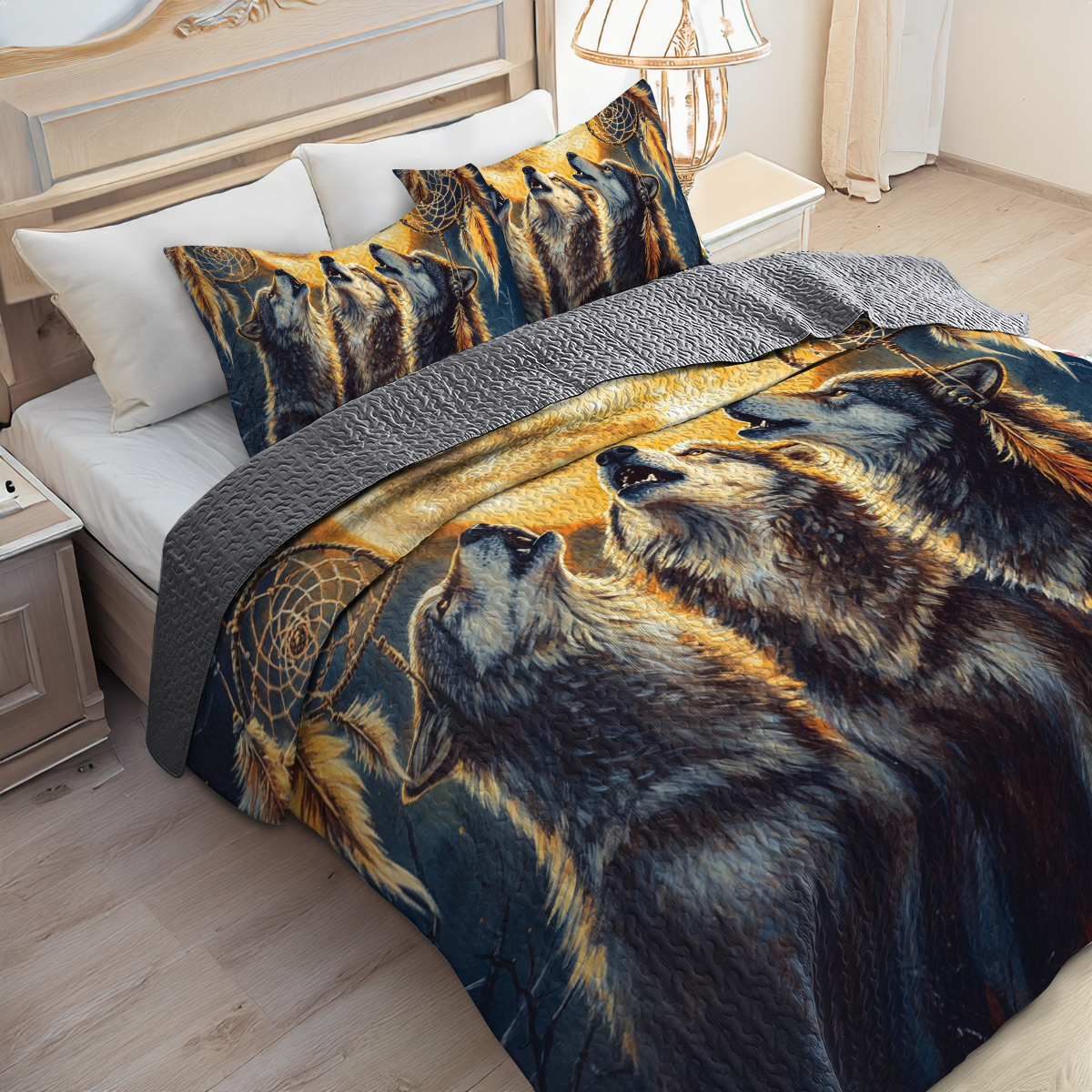 Shineful All Season Quilt 3-Piece Set - Wolf
