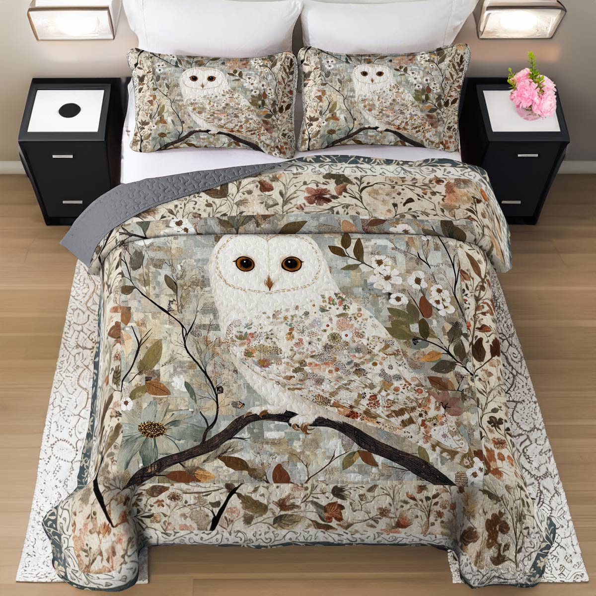 Shineful All Season Quilt 3-Piece Set Gentle Owl