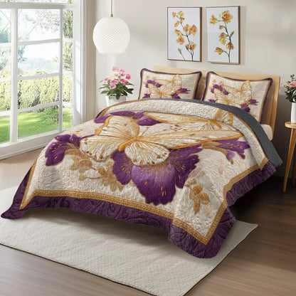 Shineful Quilt 3-Piece Set Golden Wings of Serenity