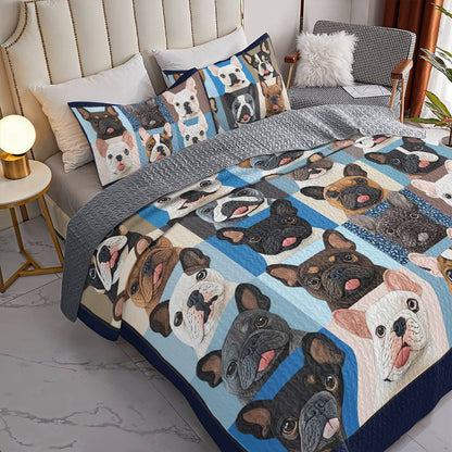 Shineful All Season Quilt 3-Piece Set Blue Bull