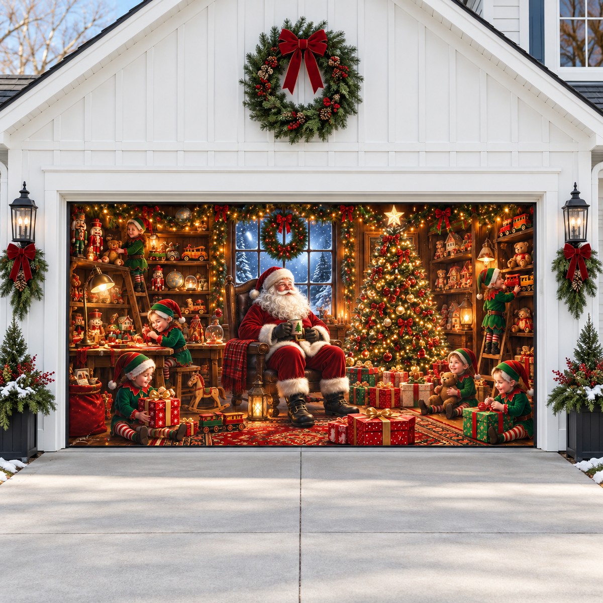 Shineful Santa’s Toy Workshop Garage Door Banner Decoration