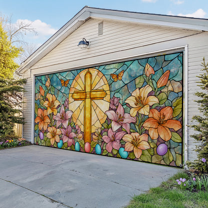Shineful Garage Door Banner Decoration Golden Cross Easter