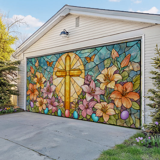 Shineful Garage Door Banner Decoration Golden Cross Easter