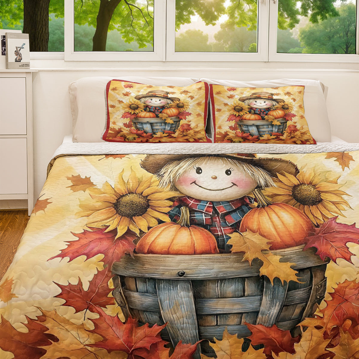 Shineful All Season Quilt 3-Piece Set Cute Scarecrow